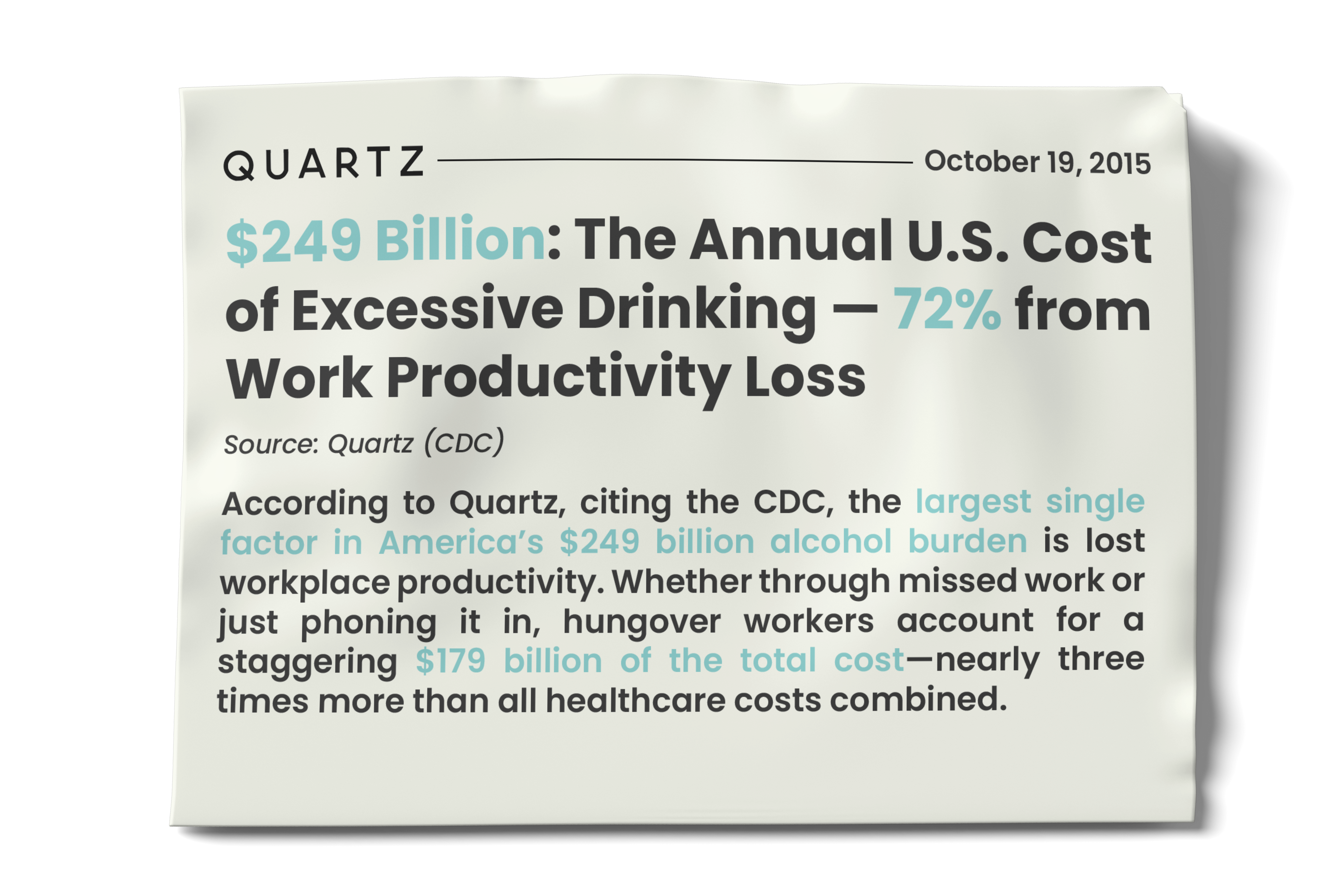 News article about hangover workplace costs